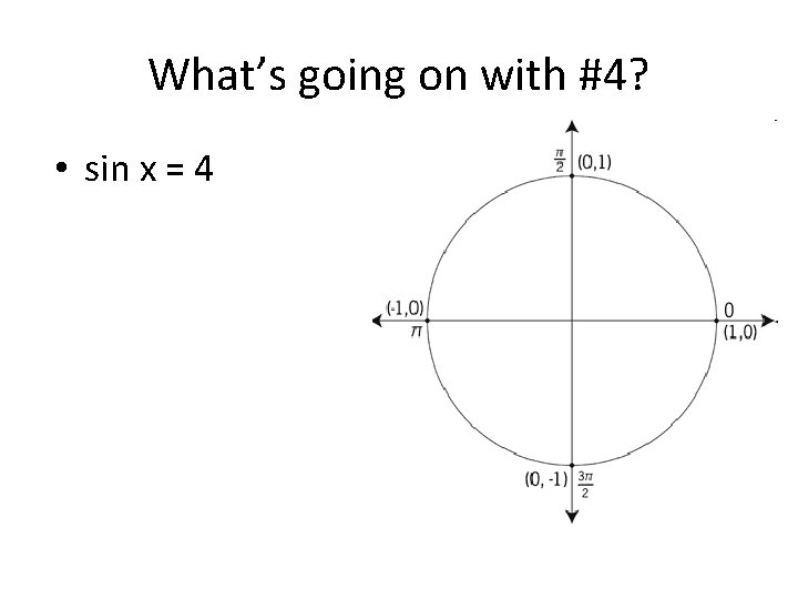What’s going on with #4? • sin x = 4 