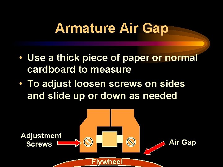 Armature Air Gap • Use a thick piece of paper or normal cardboard to