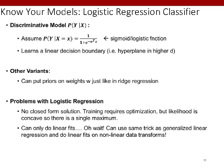 Know Your Models: Logistic Regression Classifier 10 