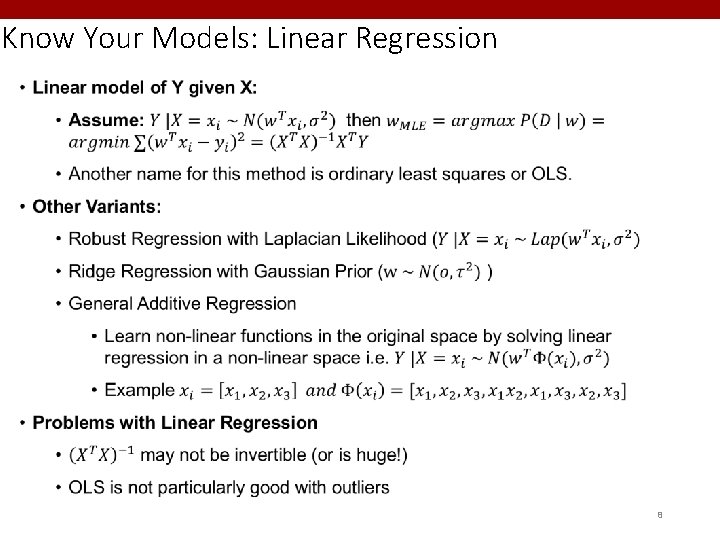 Know Your Models: Linear Regression 8 