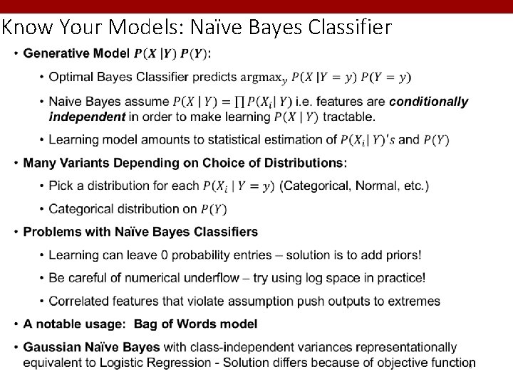Know Your Models: Naïve Bayes Classifier 9 