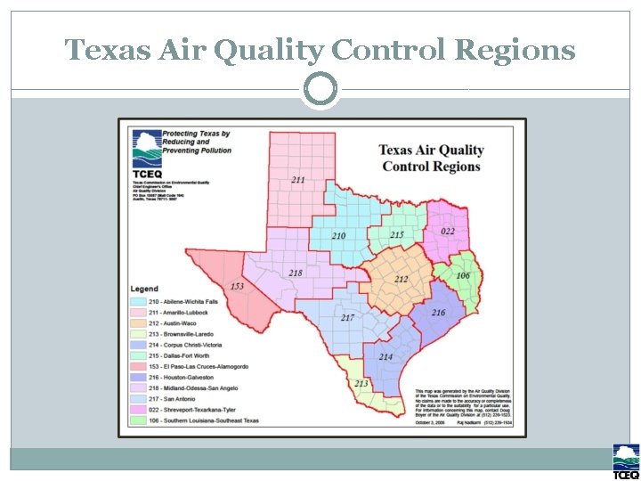 Texas Air Quality Control Regions 