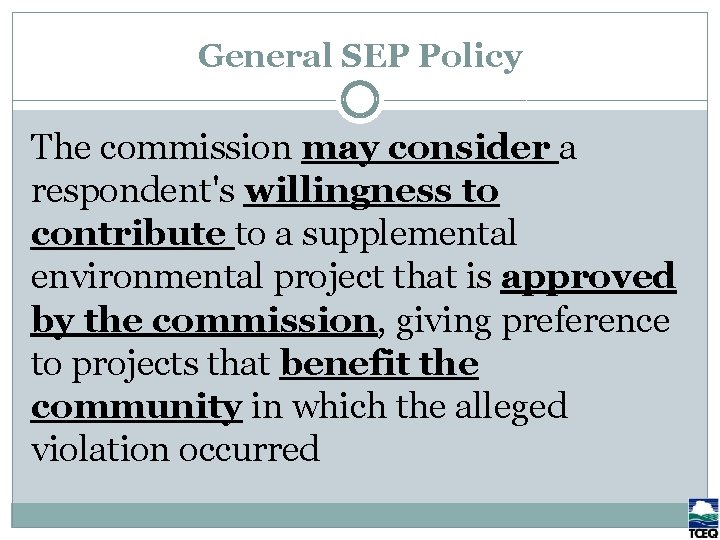 Penalty Percentage SEP Offset Indirect benefit: Corporation 33%; NFP /Gov’t 33% Mixed benefit: Corporation