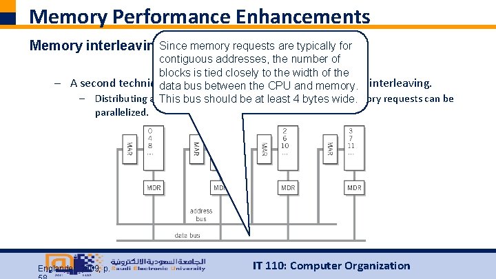 Memory Performance Enhancements Memory interleaving. Since memory requests are typically for contiguous addresses, the