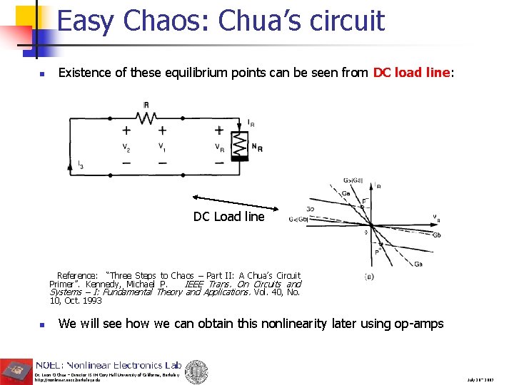 Easy Chaos: Chua’s circuit n Existence of these equilibrium points can be seen from