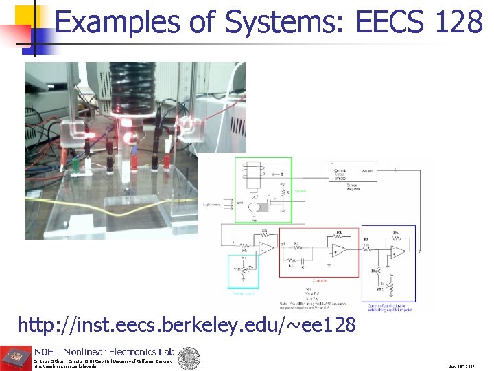 Examples of Systems: EECS 128 http: //inst. eecs. berkeley. edu/~ee 128 Dr. Leon O