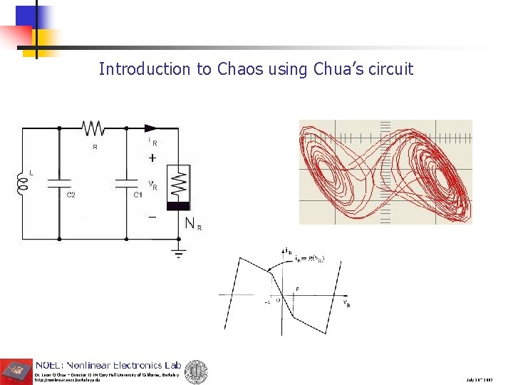Introduction to Chaos using Chua’s circuit Dr. Leon O Chua – Director 151 M