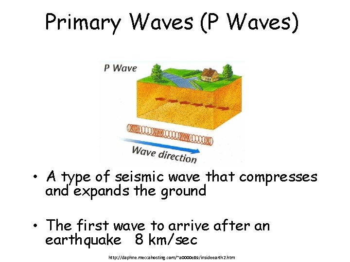 Primary Waves (P Waves) • A type of seismic wave that compresses and expands