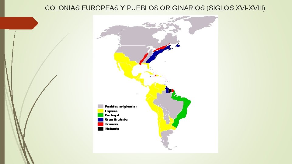 COLONIAS EUROPEAS Y PUEBLOS ORIGINARIOS (SIGLOS XVI-XVIII). 