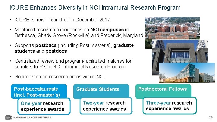 i. CURE Enhances Diversity in NCI Intramural Research Program • i. CURE is new
