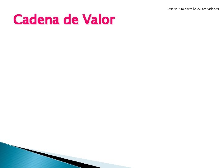 Cadena de Valor Describir Desarrollo de actividades 