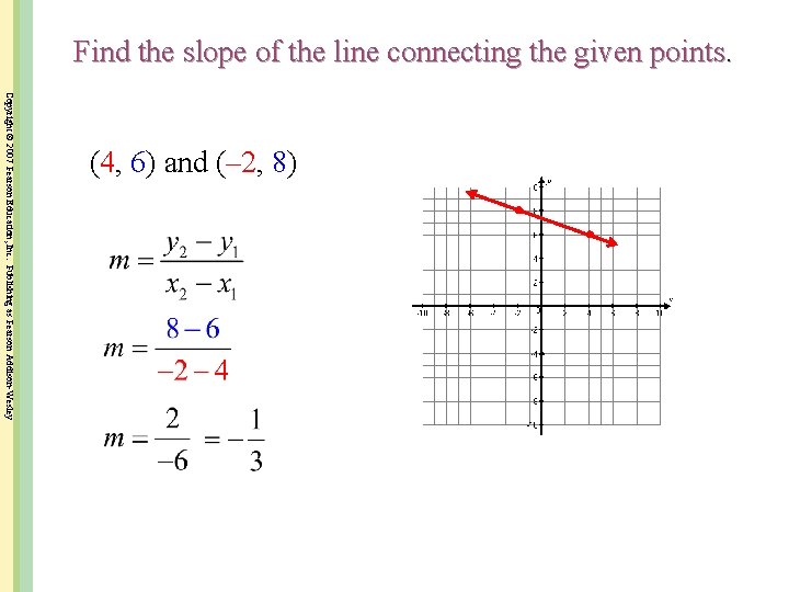 Find the slope of the line connecting the given points. Copyright © 2007 Pearson