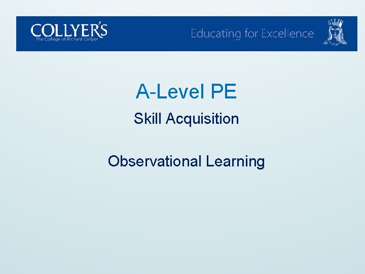 A-Level PE Skill Acquisition Observational Learning 