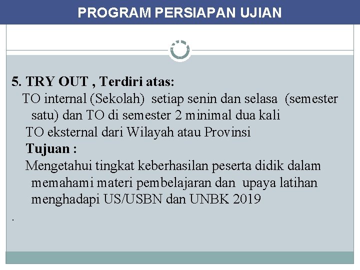 PROGRAM PERSIAPAN UJIAN KEGIATAN KHUSUS UNTUK KELAS XII 5. TRY OUT , Terdiri atas: