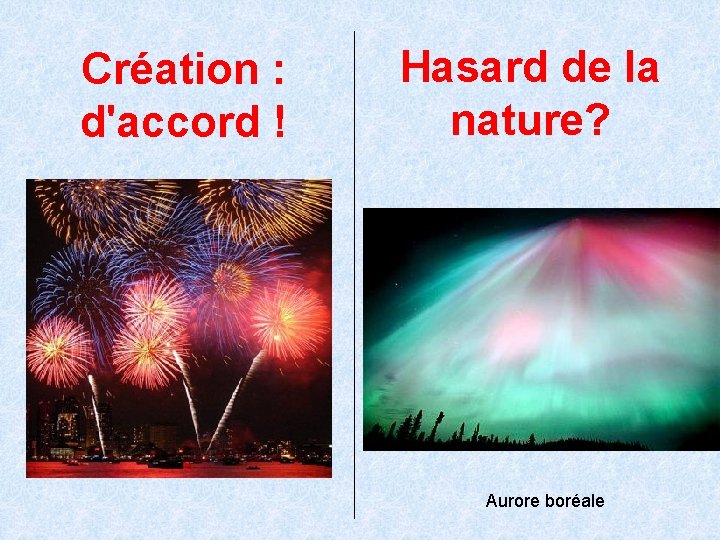 Création : d'accord ! Hasard de la nature? Aurore boréale 