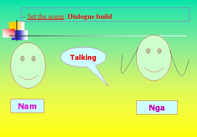 - Set the scene: Dialogue build Talking Nam Nga 