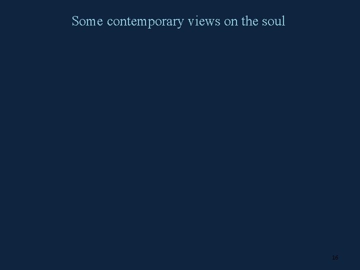 Some contemporary views on the soul 16 