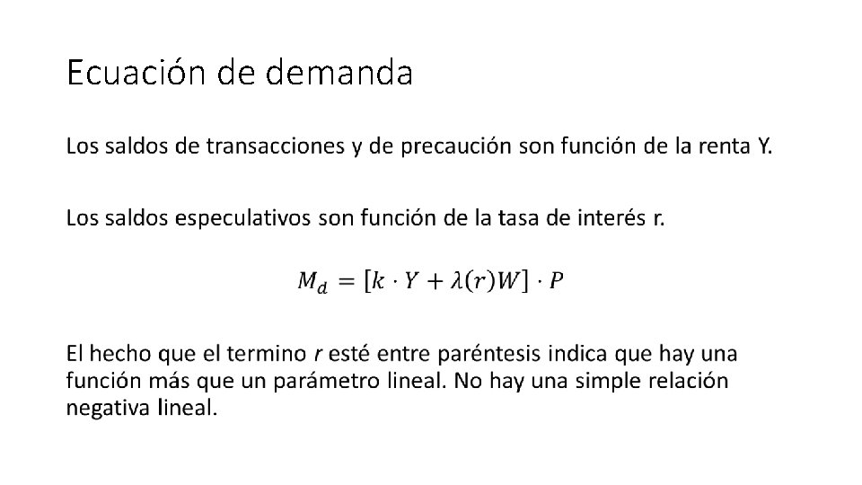 Ecuación de demanda • 
