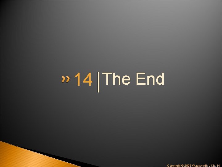 14 The End Copyright © 2008 Wadsworth / Ch. 14 