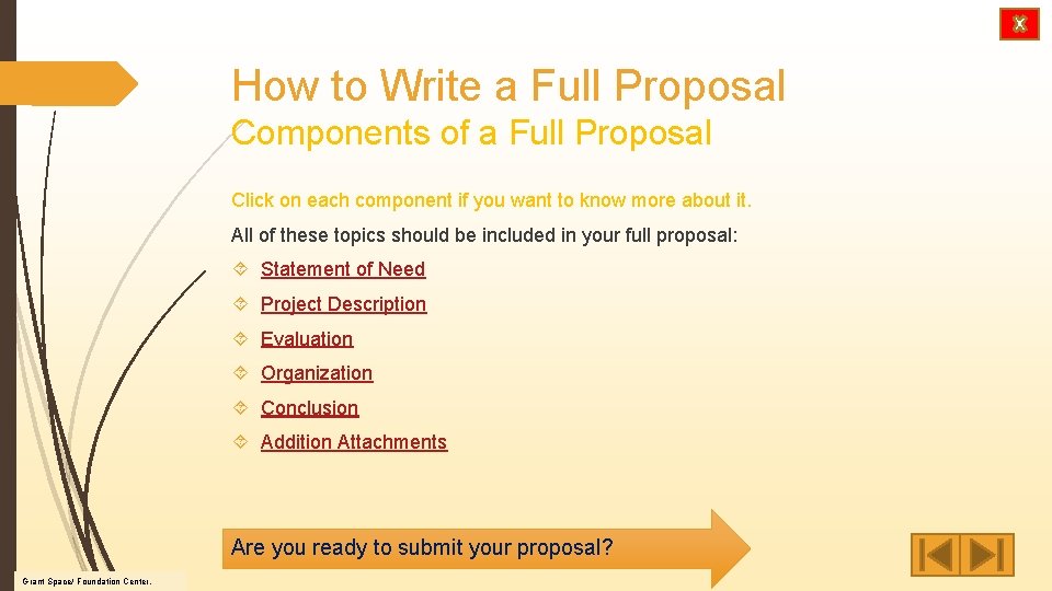 How to Write a Full Proposal Components of a Full Proposal Click on each