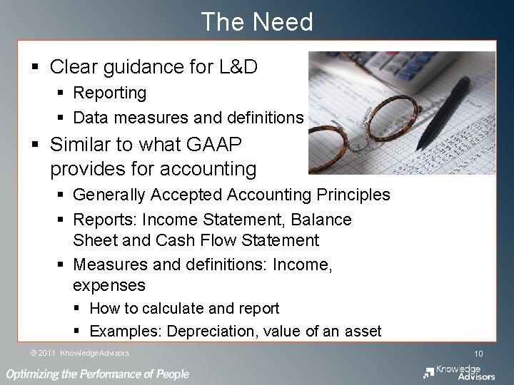 The Need § Clear guidance for L&D § Reporting § Data measures and definitions The Need § Clear guidance for L&D § Reporting § Data measures and definitions