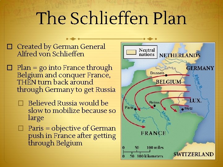 The Schlieffen Plan � Created by German General Alfred von Schlieffen � Plan =