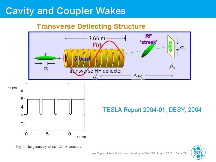 Cavity and Coupler Wakes Transverse Deflecting Structure TESLA Report 2004 -01, DESY, 2004 Igor Cavity and Coupler Wakes Transverse Deflecting Structure TESLA Report 2004 -01, DESY, 2004 Igor
