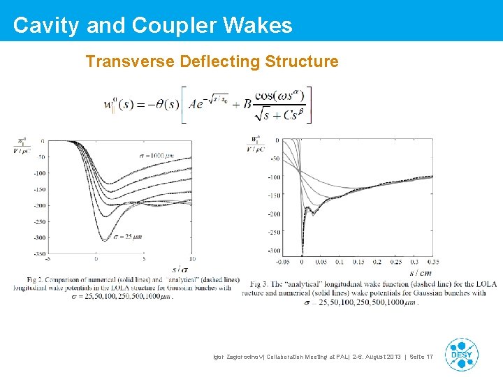 Cavity and Coupler Wakes Transverse Deflecting Structure Igor Zagorodnov| Collaboration Meeting at PAL| 2 Cavity and Coupler Wakes Transverse Deflecting Structure Igor Zagorodnov| Collaboration Meeting at PAL| 2