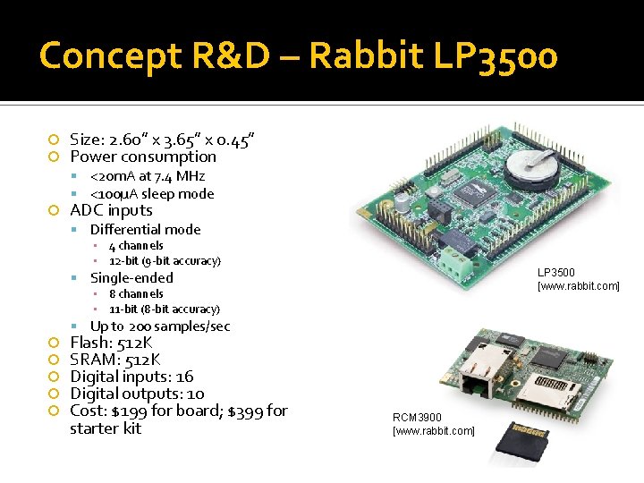 Concept R&D – Rabbit LP 3500 Size: 2. 60” x 3. 65” x 0.