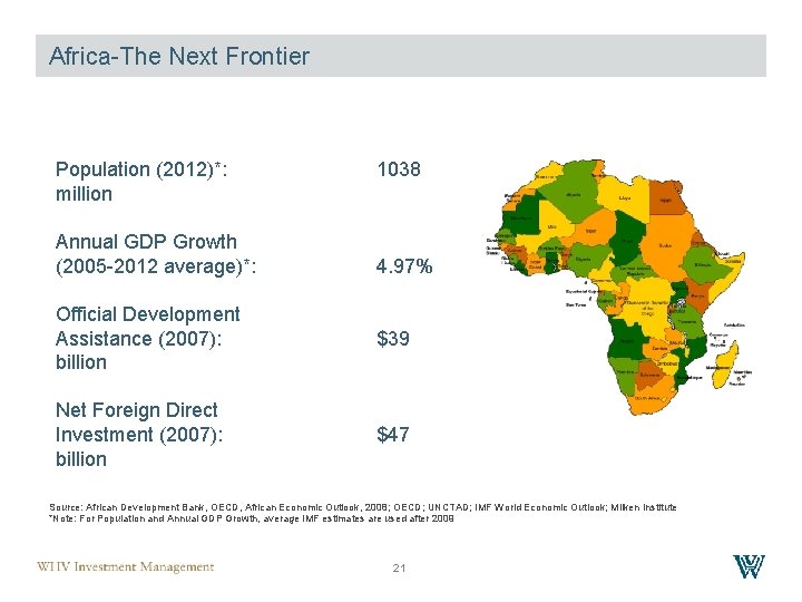 Africa-The Next Frontier Population (2012)*: million Annual GDP Growth (2005 -2012 average)*: 1038 4.