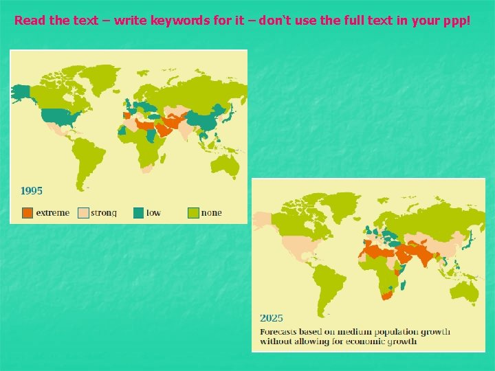 Read the text – write keywords for it – don‘t use the full text