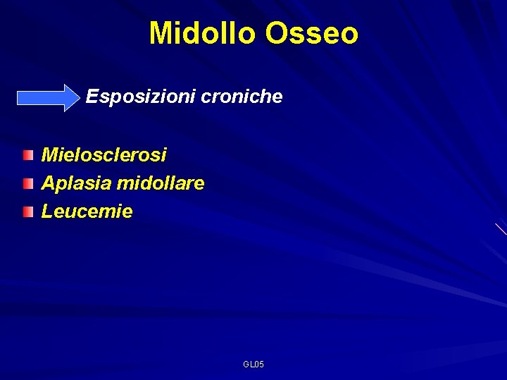 Midollo Osseo Esposizioni croniche Mielosclerosi Aplasia midollare Leucemie GL 05 