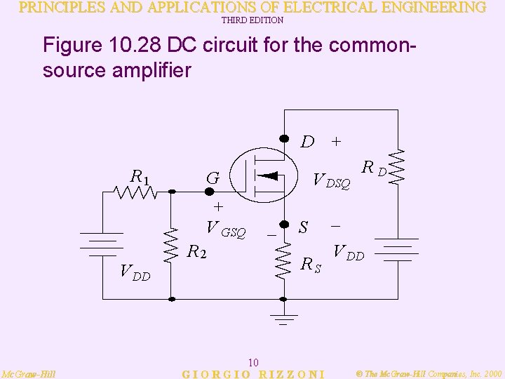 PRINCIPLES AND APPLICATIONS OF ELECTRICAL ENGINEERING THIRD EDITION Figure 10. 28 DC circuit for