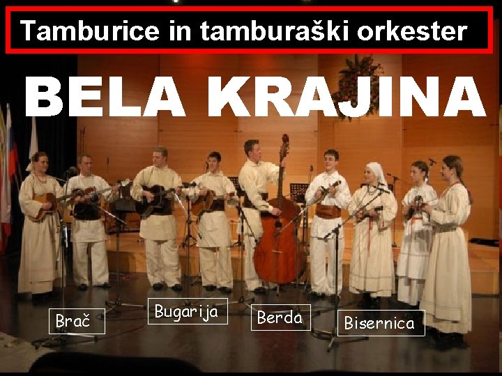 Tamburice in tamburaški orkester BELA KRAJINA Brač Bugarija Berda Bisernica 