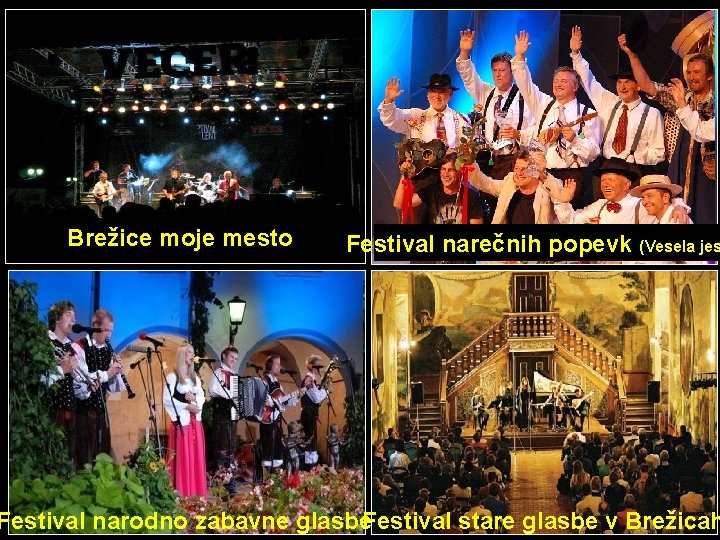 Brežice moje mesto Festival narečnih popevk (Vesela jes Festival narodno zabavne glasbe. Festival stare