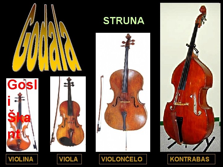 Po strunah glasbil STRUNA GODEMO z lokom. Gosl i Ška nt VIOLINA VIOLONČELO KONTRABAS