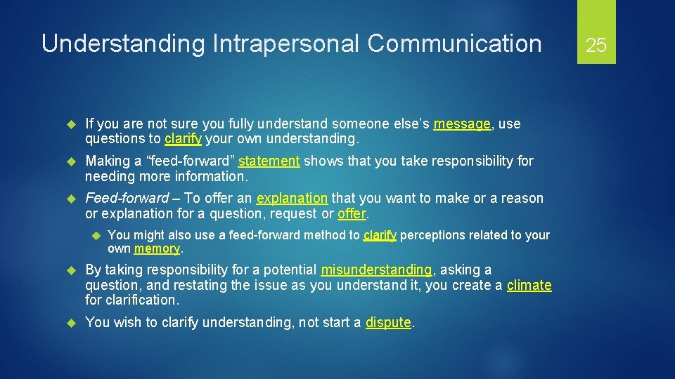 Understanding Intrapersonal Communication If you are not sure you fully understand someone else’s message,