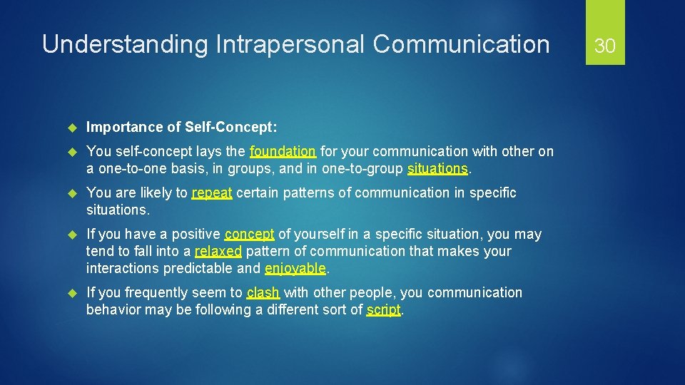 Understanding Intrapersonal Communication Importance of Self-Concept: You self-concept lays the foundation for your communication