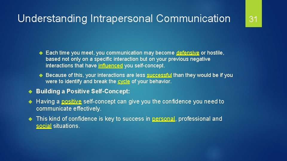 Understanding Intrapersonal Communication Each time you meet, you communication may become defensive or hostile,