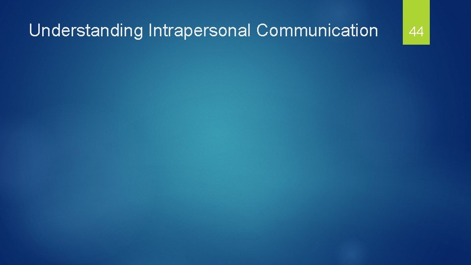 Understanding Intrapersonal Communication 44 