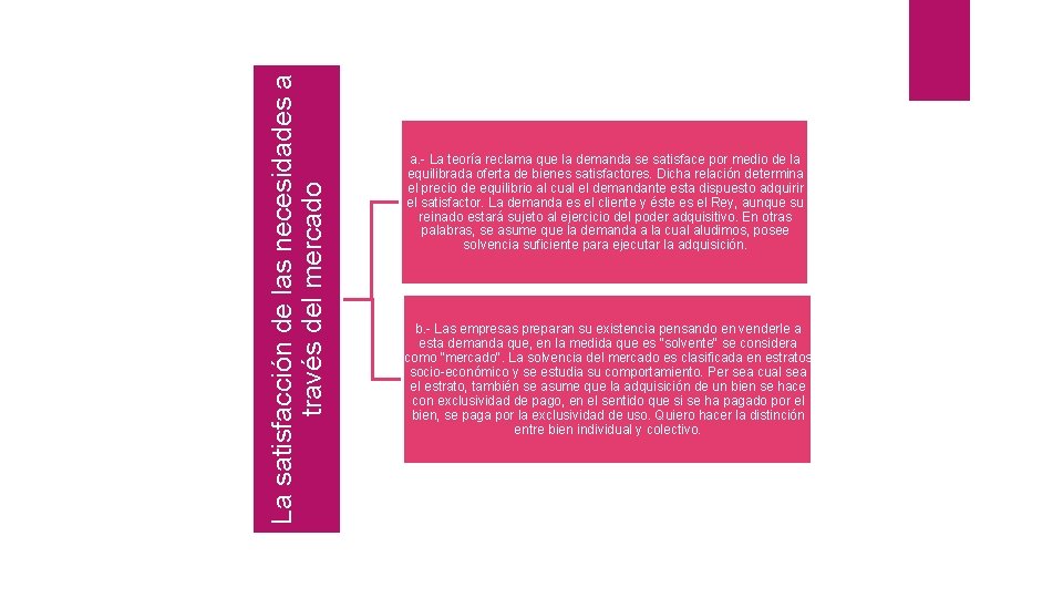 La satisfacción de las necesidades a través del mercado a. - La teoría reclama