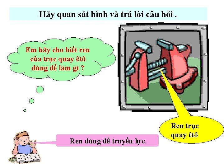 Hãy quan sát hình và trả lời câu hỏi. Em hãy cho biết ren