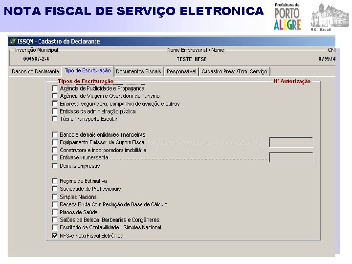 NOTA FISCAL DE SERVIÇO ELETRONICA 