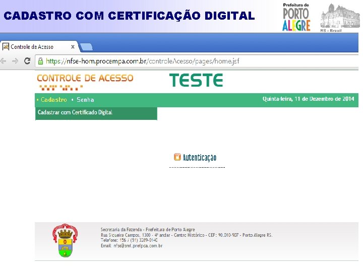 CADASTRO COM CERTIFICAÇÃO DIGITAL 