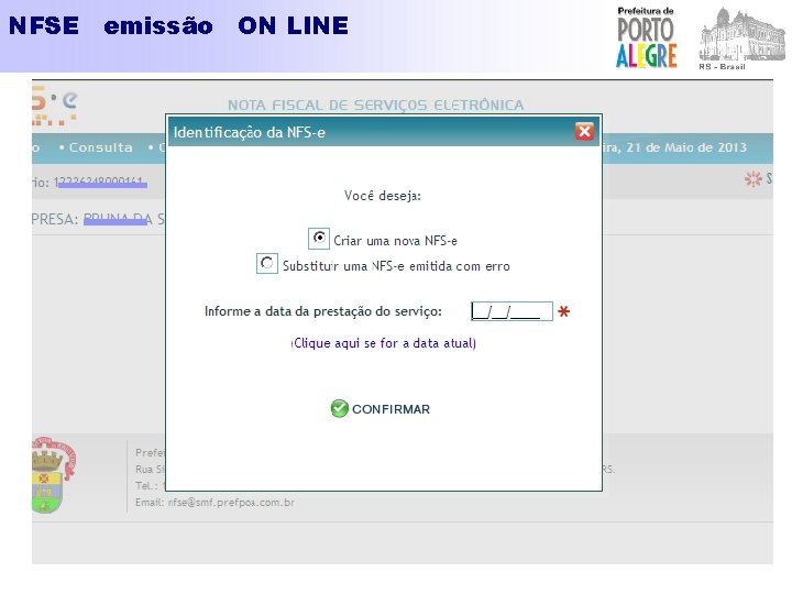 NFSE emissão ON LINE 