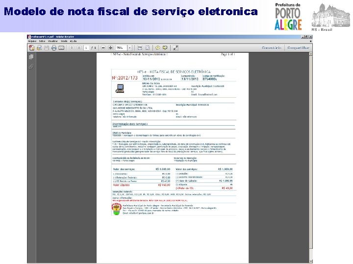 Modelo de nota fiscal de serviço eletronica 