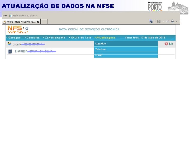 ATUALIZAÇÃO DE DADOS NA NFSE 