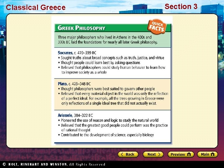 Classical Greece Section 3 Classical Greece Section 3