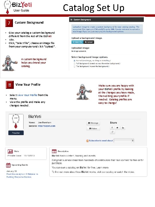 Catalog Setup User Guide Catalogs on Biz Yeti