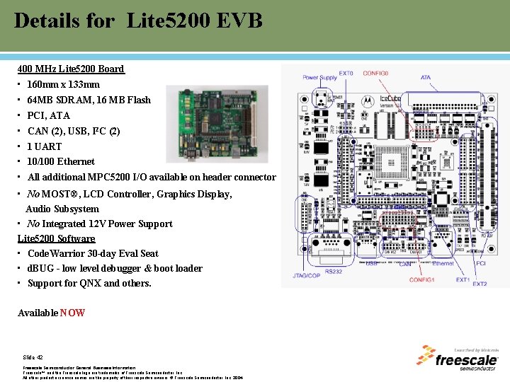 Details for Lite 5200 EVB 400 MHz Lite 5200 Board • 160 mm x